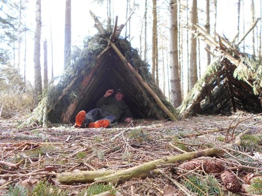 pauzeren bij de A-frame shelter